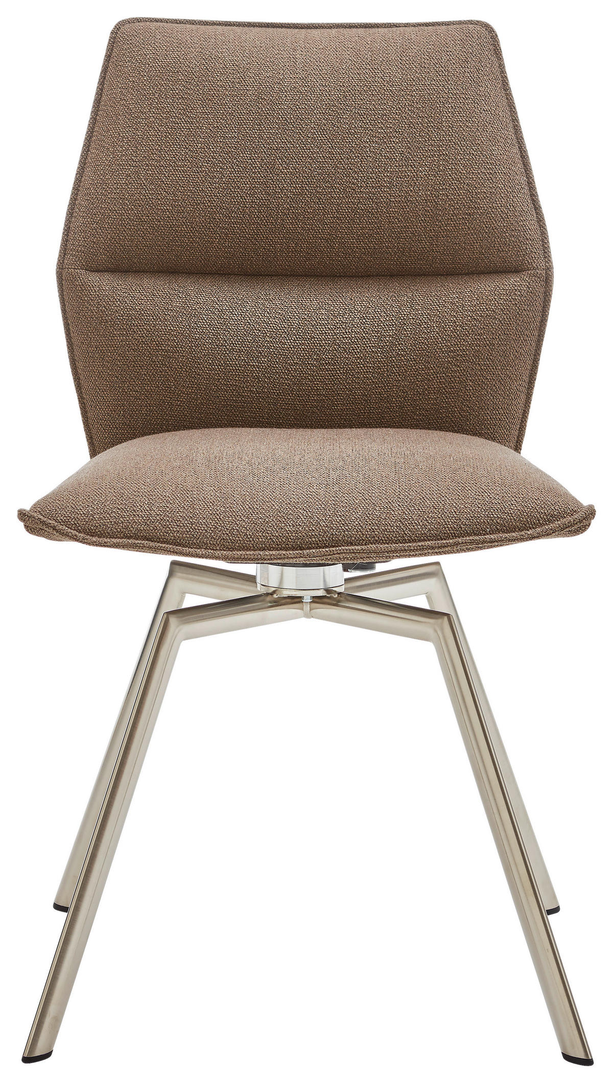 STUHL Braun, Edelstahlfarben  - Edelstahlfarben/Braun, Design, Textil/Metall (49/86/60cm) - Venjakob