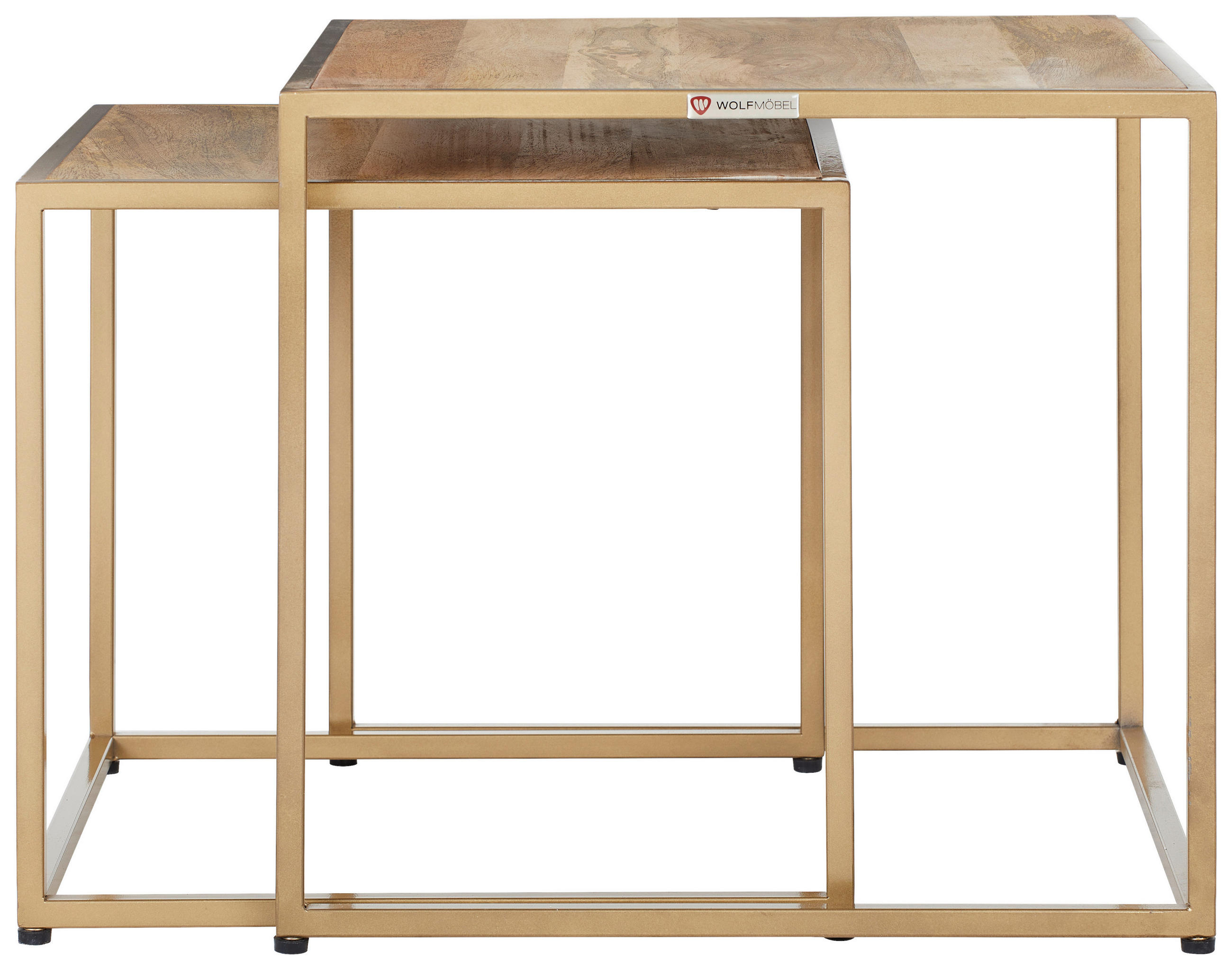 BEISTELLTISCHSET in Holz, Metall  - Goldfarben/Naturfarben, Natur, Holz/Metall (50/45/50cm) - MID.YOU