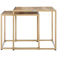 BEISTELLTISCHSET in Holz, Metall  - Goldfarben/Naturfarben, Natur, Holz/Metall (50/45/50cm) - MID.YOU