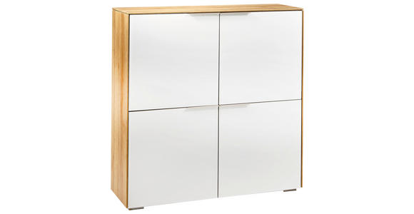 HIGHBOARD 112,6/114,0/37,2 cm - Eichefarben/Weiß, Design, Glas/Holzwerkstoff (112,6/114,0/37,2cm) - Voleo