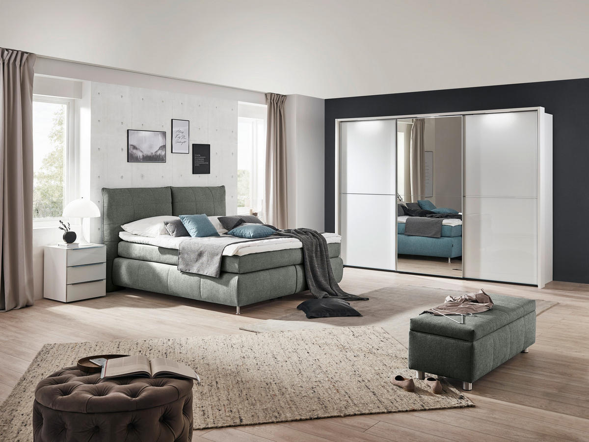 BOXSPRINGBETT 180/200 cm  in Grau  - Edelstahlfarben/Grau, KONVENTIONELL, Textil (180/200cm) - Dieter Knoll