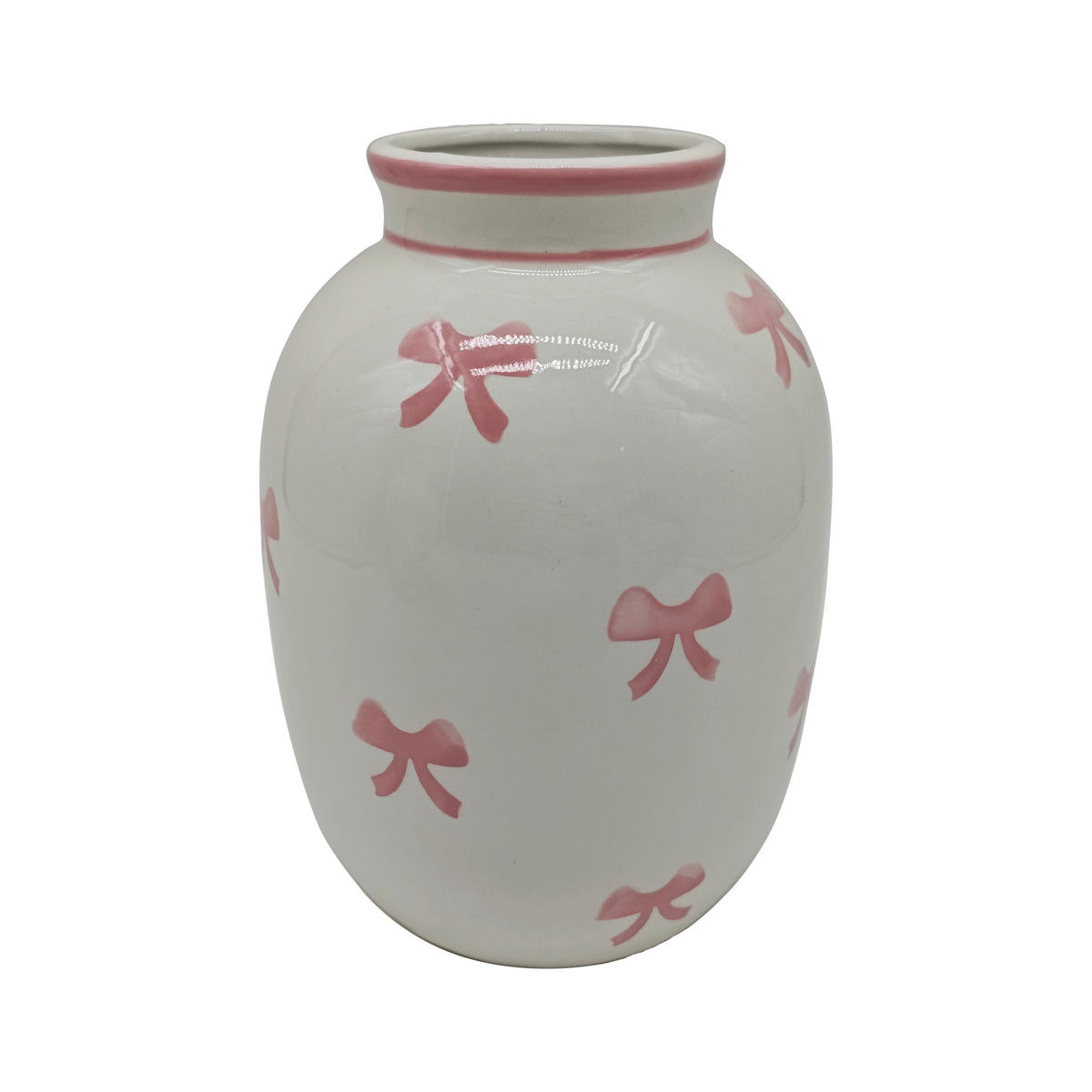 VASE 20 cm  - Pink/Weiß, Basics, Keramik (14,5/20cm)