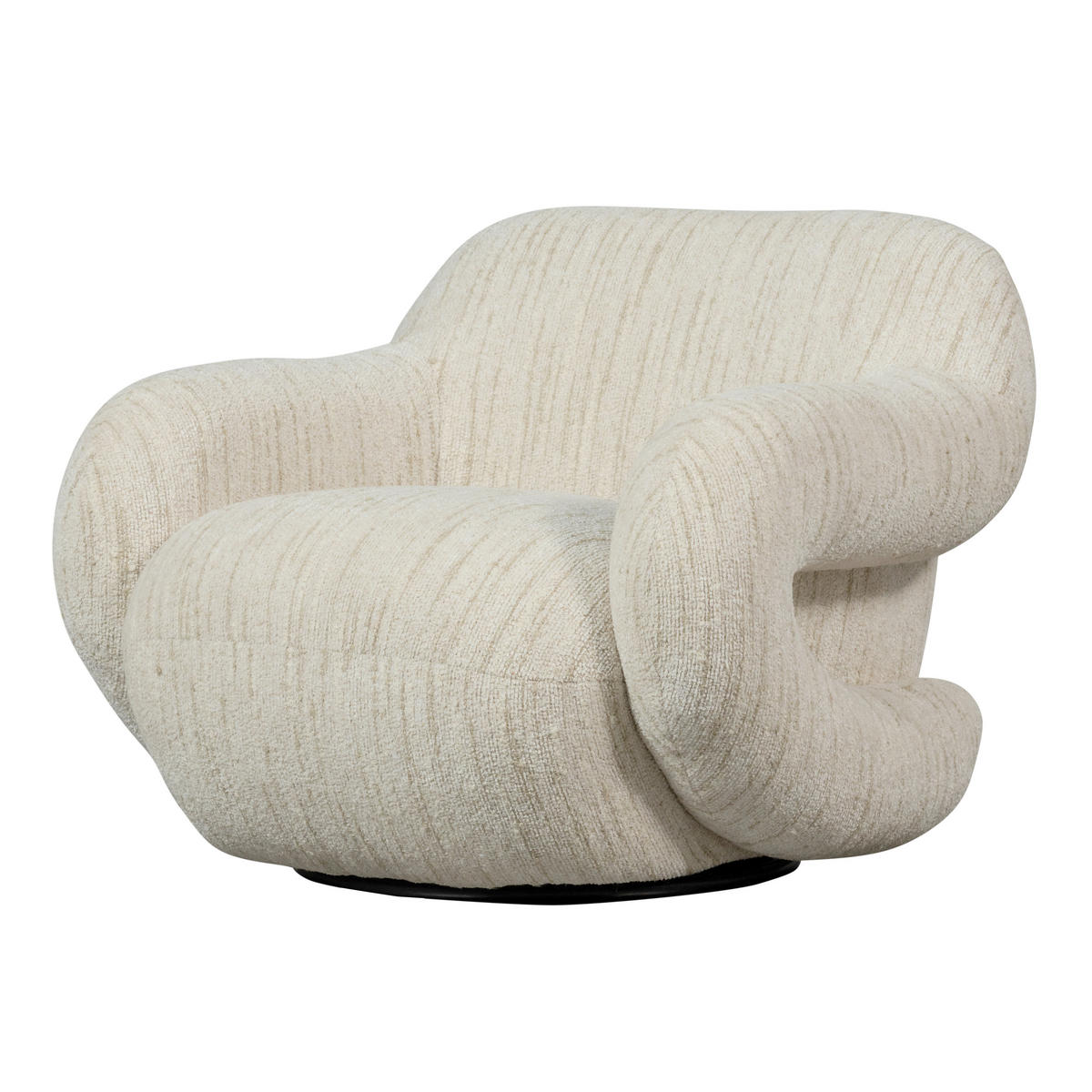 SESSEL in Chenille Naturfarben  - Schwarz/Naturfarben, Design, Kunststoff/Textil (88/70/88cm) - Livetastic