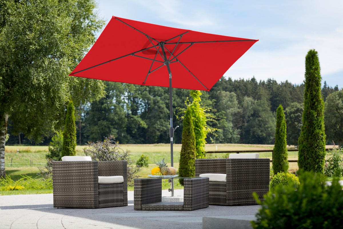 SONNENSCHIRM 270 cm Rot  - Anthrazit/Rot, Basics, Textil/Metall (150/250/270cm) - Schneider