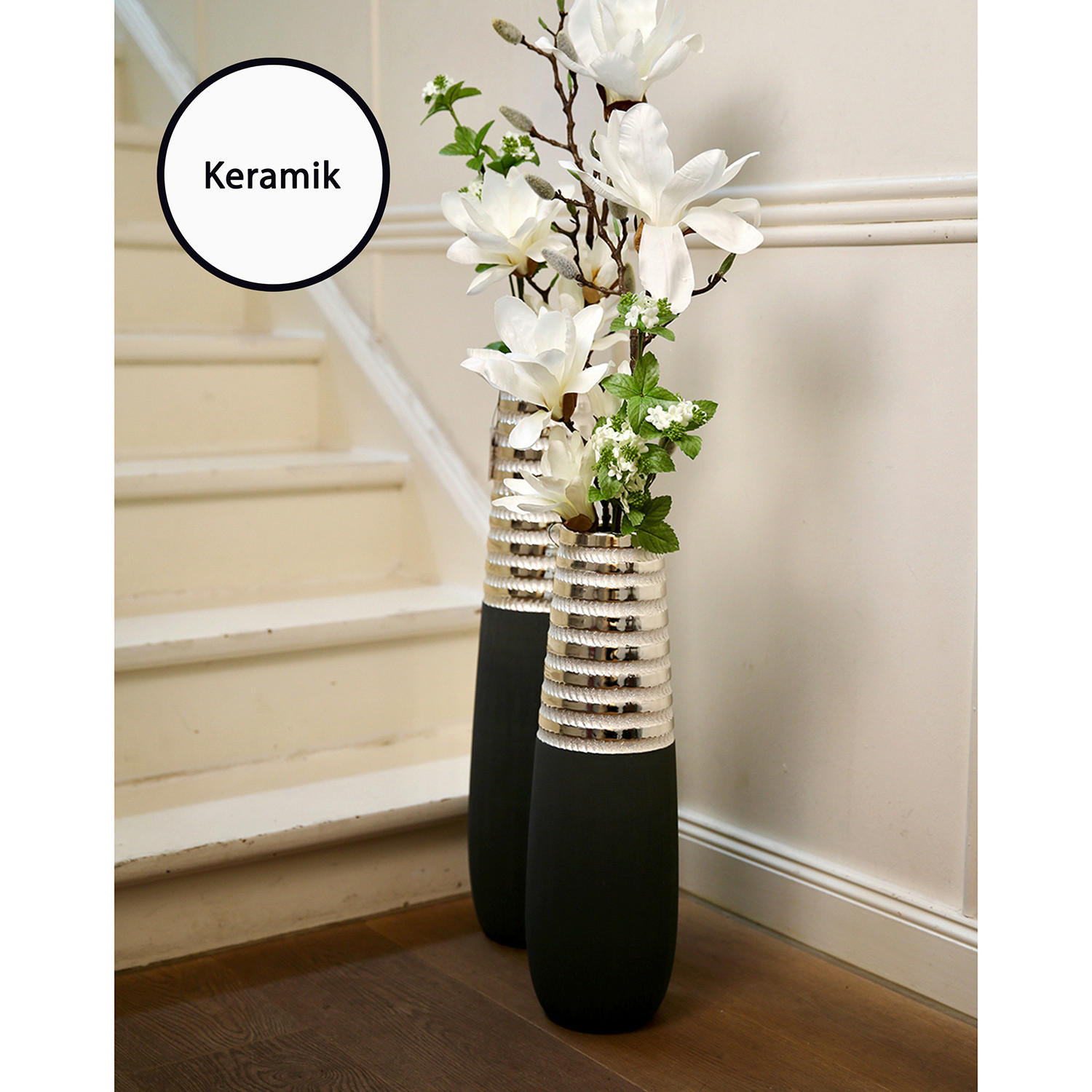 BODENVASE Newtown  - Silberfarben/Grau, Basics, Keramik (15/65/15cm)