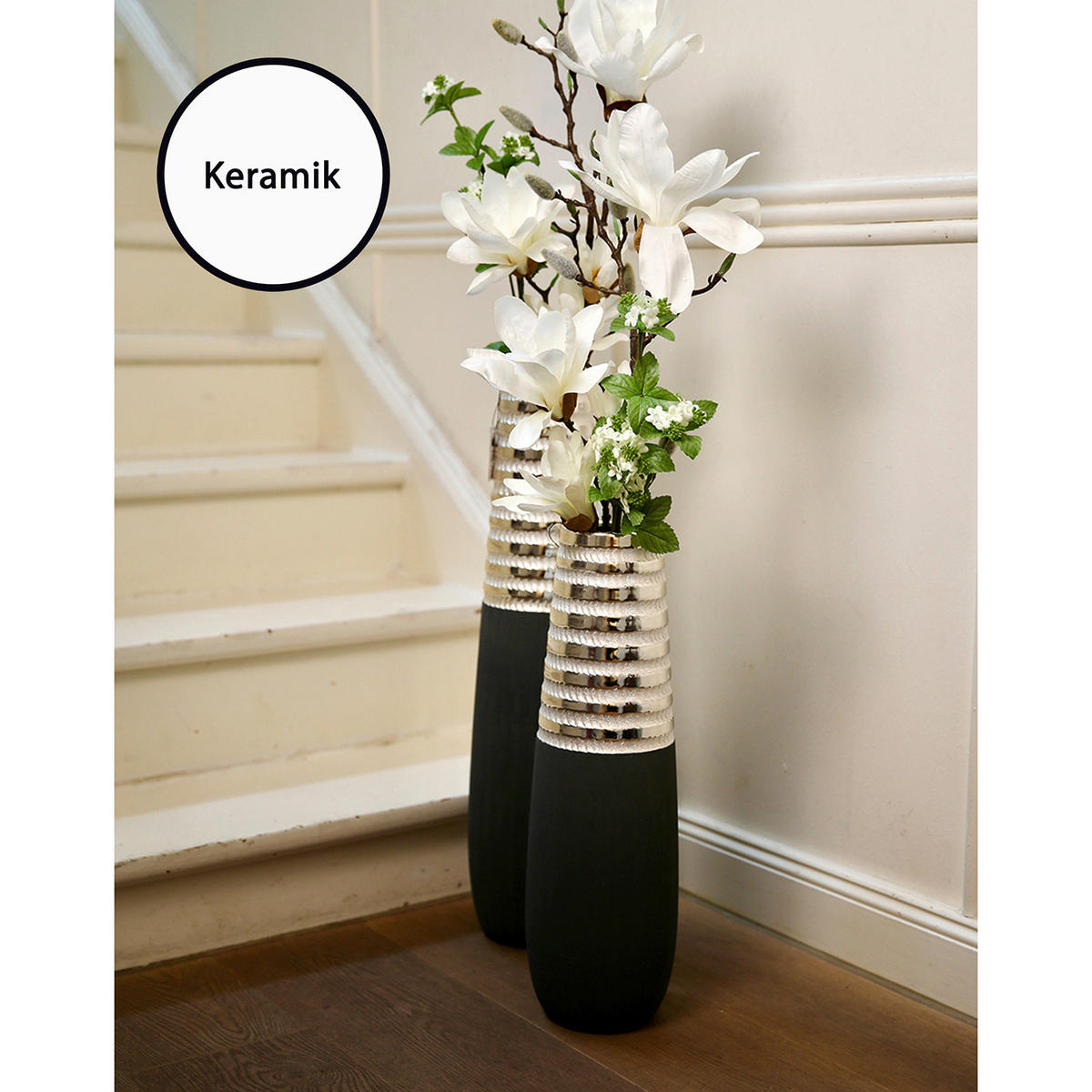 BODENVASE Newtown  - Silberfarben/Grau, Basics, Keramik (15/65/15cm)