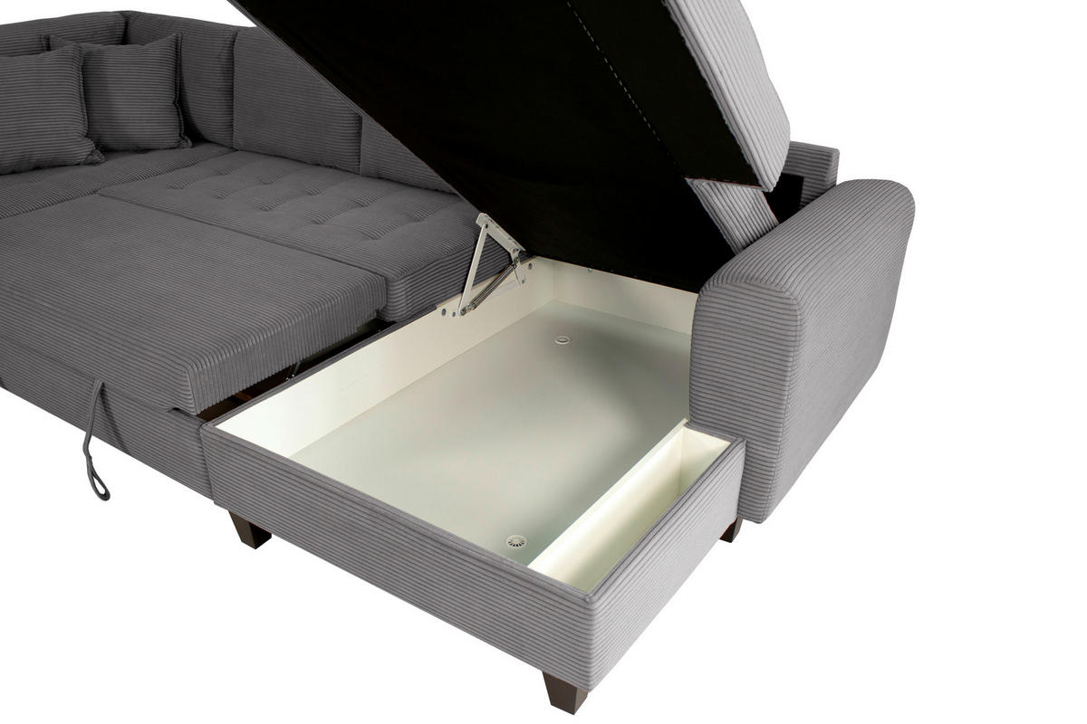 WOHNLANDSCHAFT MORITZ Grau Cord  - Grau, Trend, Textil (178/324/155cm) - P & B