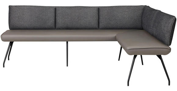 ECKBANK 225/165 cm in Anthrazit - Anthrazit/Schwarz, Design, Textil/Metall (225/165cm) - Moderano