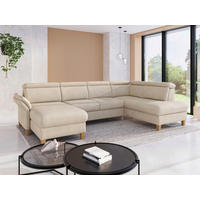 WOHNLANDSCHAFT GLENDALE E Sandfarben Chenille  - Sandfarben/Eichefarben, KONVENTIONELL, Holz/Textil (166/321/193cm) - Sit & More