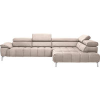 ECKSOFA Creme, Naturfarben Chenille  - Chromfarben/Creme, Design, Textil/Metall (323/222cm) - Beldomo Style