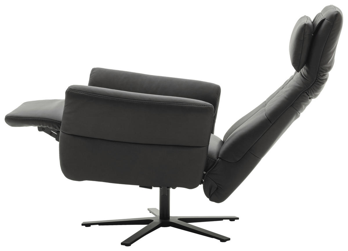 RELAXSESSEL in Leder Anthrazit  - Anthrazit/Schwarz, Design, Leder/Metall (81/92/120/82cm) - Schöner Wohnen