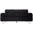 2-SITZER-SOFA  in Velours Schwarz  - Goldfarben/Schwarz, KONVENTIONELL, Textil/Metall (194/90/97cm) - Carryhome