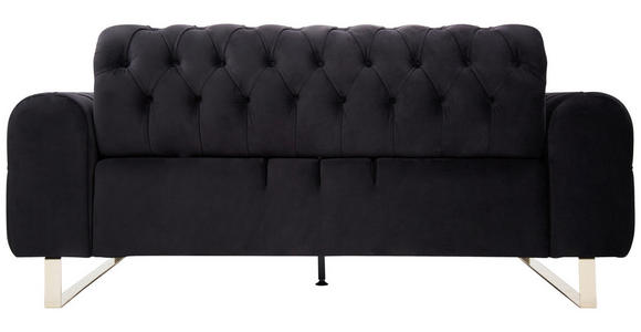 2-SITZER-SOFA  in Velours Schwarz  - Goldfarben/Schwarz, KONVENTIONELL, Textil/Metall (194/90/97cm) - Carryhome