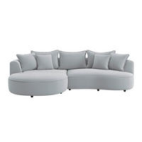 ECKSOFA LEVI Grauweiß Velours, Struktur  - Grauweiß/Schwarz, MODERN, Kunststoff/Textil (168/287cm) - Livetastic