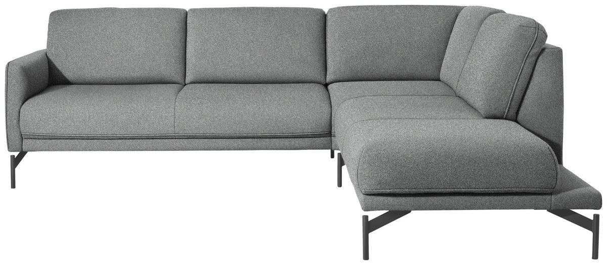 ECKSOFA in Flachgewebe, Struktur Hellgrau  254/230 cm  - Anthrazit/Hellgrau, Design, Textil/Metall (254/230cm) - Johann Jakob