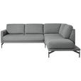 ECKSOFA in Flachgewebe, Struktur Hellgrau  - Anthrazit/Hellgrau, Design, Textil/Metall (254/230cm) - Ambiente