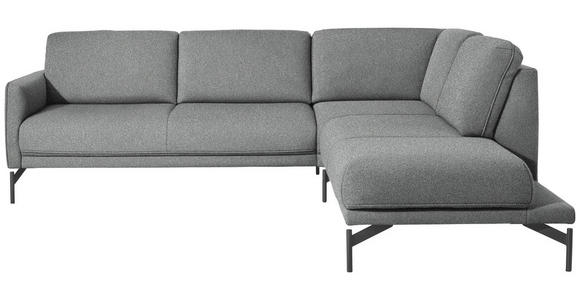 ECKSOFA in Flachgewebe, Struktur Hellgrau  - Anthrazit/Hellgrau, Design, Textil/Metall (254/230cm) - Ambiente