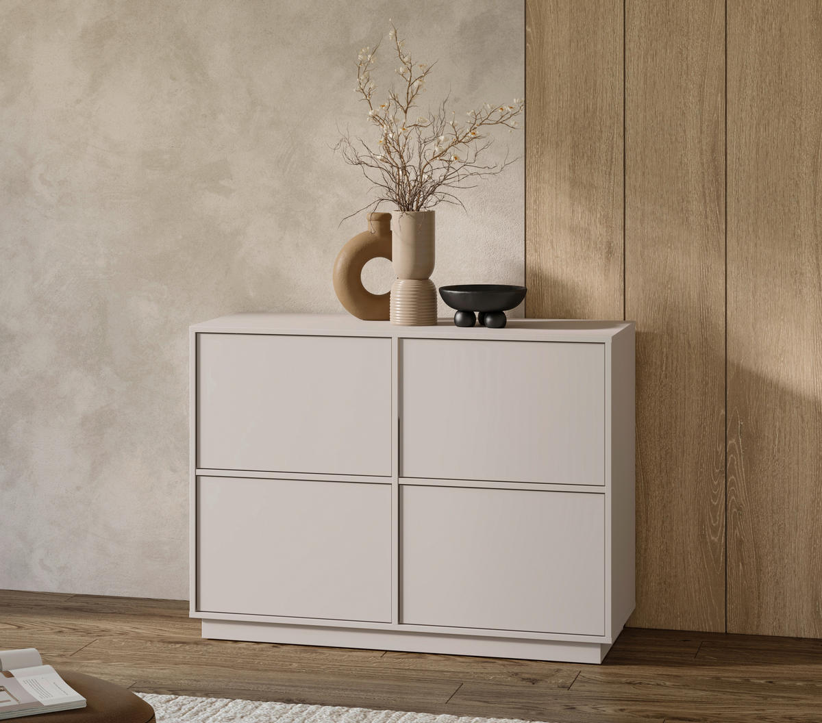 SIDEBOARD Japandi 111/82,5/41,5 cm  - Kaschmir, Design, Holzwerkstoff (111/82,5/41,5cm) - MID.YOU