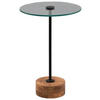 BEISTELLTISCH 35/35/53 cm Akazie massiv Akaziefarben, Schwarz rund  - Schwarz/Akaziefarben, Basics, Glas/Holz (35/35/53cm)