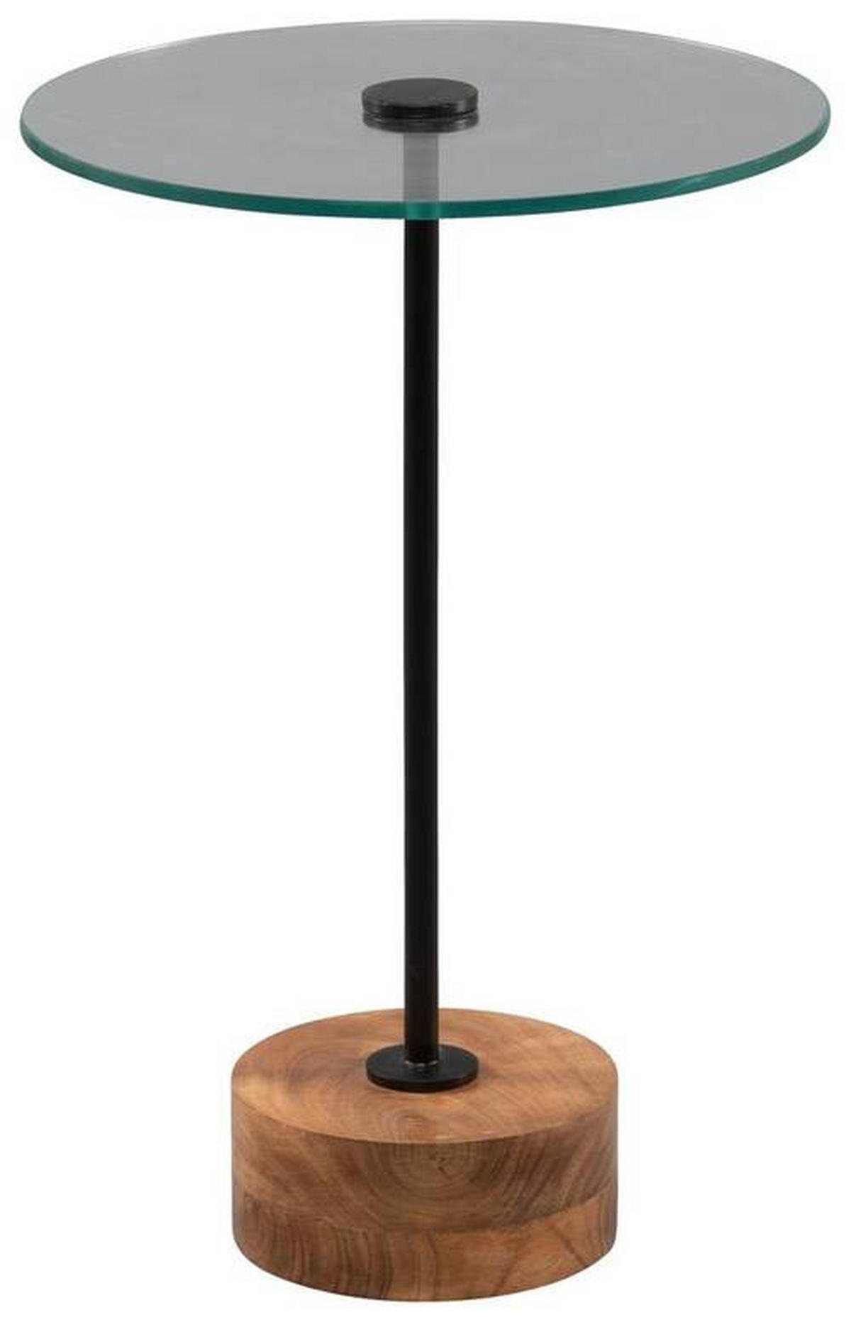 BEISTELLTISCH 35/35/53 cm Akazie massiv Akaziefarben, Schwarz rund  - Schwarz/Akaziefarben, Basics, Glas/Holz (35/35/53cm)