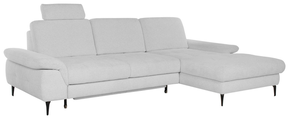 ECKSOFA ALMA in Chenille Hellgrau  285/191 cm  - Hellgrau/Schwarz, Design, Textil/Metall (285/191cm) - Livetastic