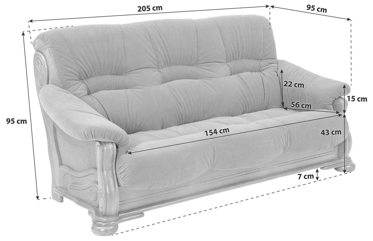 3-SITZER-SOFA Echtleder Rot  - Eichefarben/Rot, LIFESTYLE, Leder/Holz (205/95/95cm) - Max Winzer