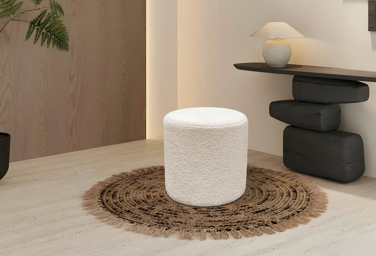 HOCKER Teddystoff Beige  - Beige/Weiß, Trend, Kunststoff/Textil (35/35/36cm) - Novel