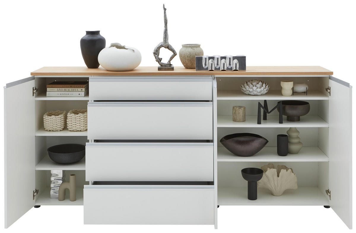 SIDEBOARD  in 225/102/41 cm  - Eichefarben/Silberfarben, Design, Holz/Holzwerkstoff (225/102/41cm) - Dieter Knoll