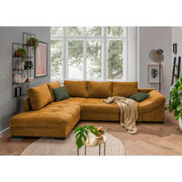 ECKSOFA in Cord Cognac  202/298 cm  - Dunkelgrün/Cognac, Design, Holz/Textil (202/298cm) - MID.YOU