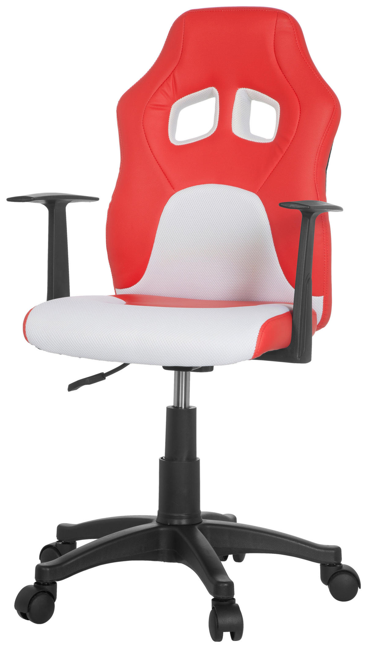 OTOČNÁ ŽIDLE PRO MLÁDEŽ, vzhled kůže, síťovina, červená, bílá - bílá/černá, Moderní, textil/plast (54/105/48cm) - MID.YOU