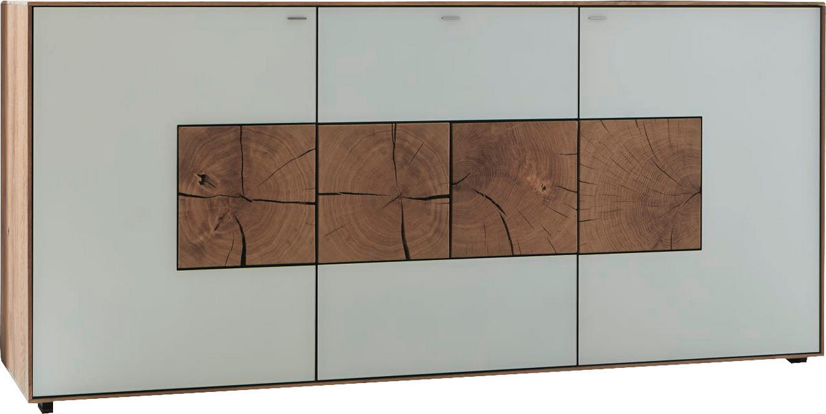 SIDEBOARD Lago  in 175/81/49 cm  - Eichefarben/Weiß, Natur, Glas/Holz (175/81/49cm) - Valnatura