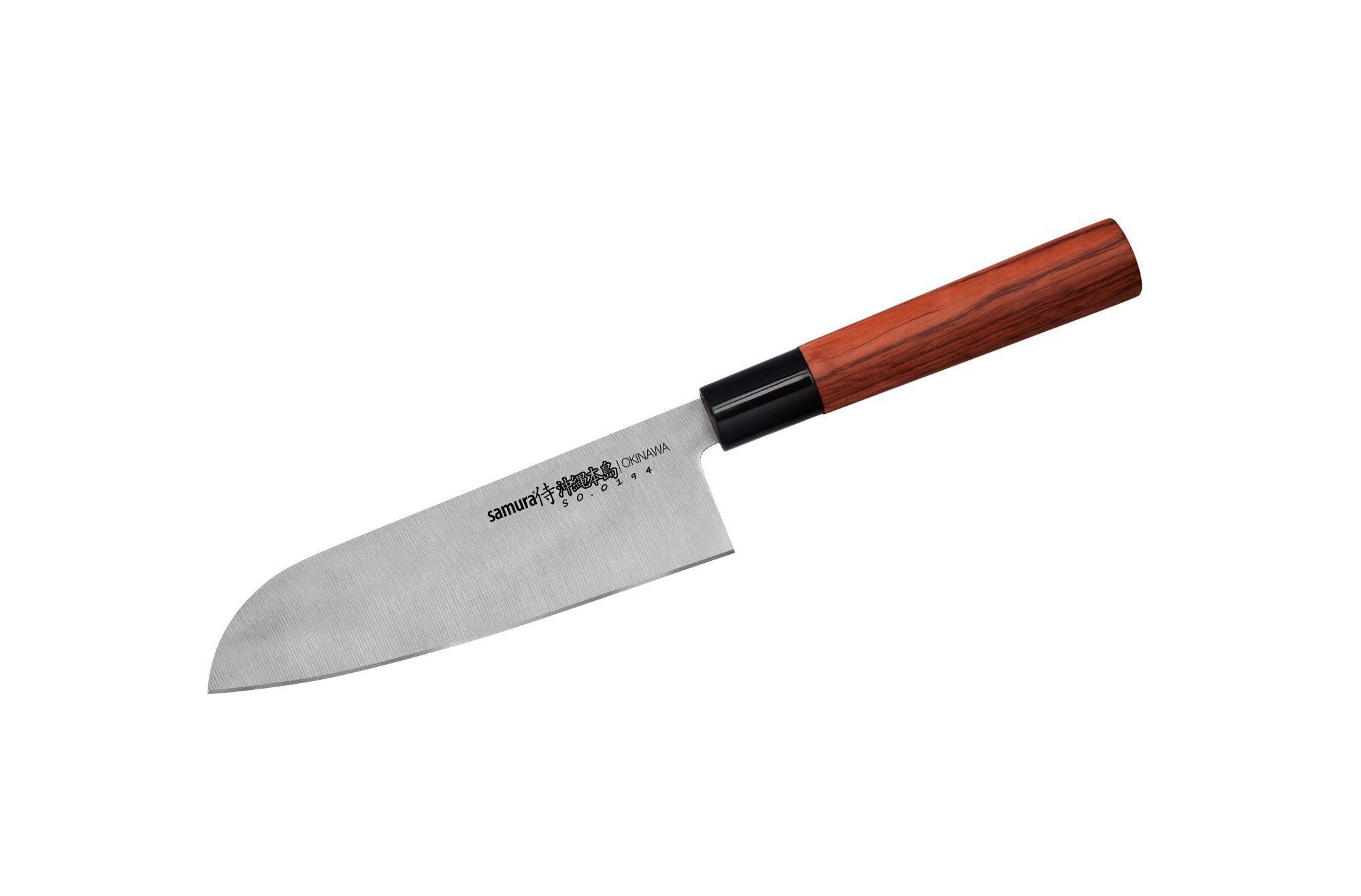 SANTOKU NOŽ  OKINAWA 32,3/5,7/2,2 cm           oplemenjeni čelik - srebrne boje/smeđa, Basics, drvni materijal/metal (32,3/5,7/2,2cm) - Samura