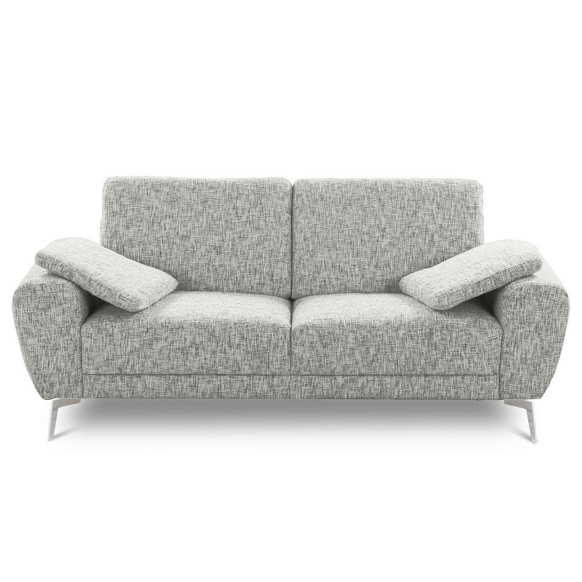2-SITZER-SOFA Webstoff Grau  - Chromfarben/Grau, Design, Textil/Metall (157/85/92cm) - Livetastic
