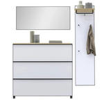 GARDEROBE 3-teilig  in 195/190/31 cm  - Eichefarben/Weiß, Design, Glas/Holz (195/190/31cm) - Dieter Knoll