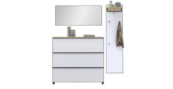 GARDEROBE 3-teilig  in 195/190/31 cm  - Eichefarben/Weiß, Design, Glas/Holz (195/190/31cm) - Dieter Knoll