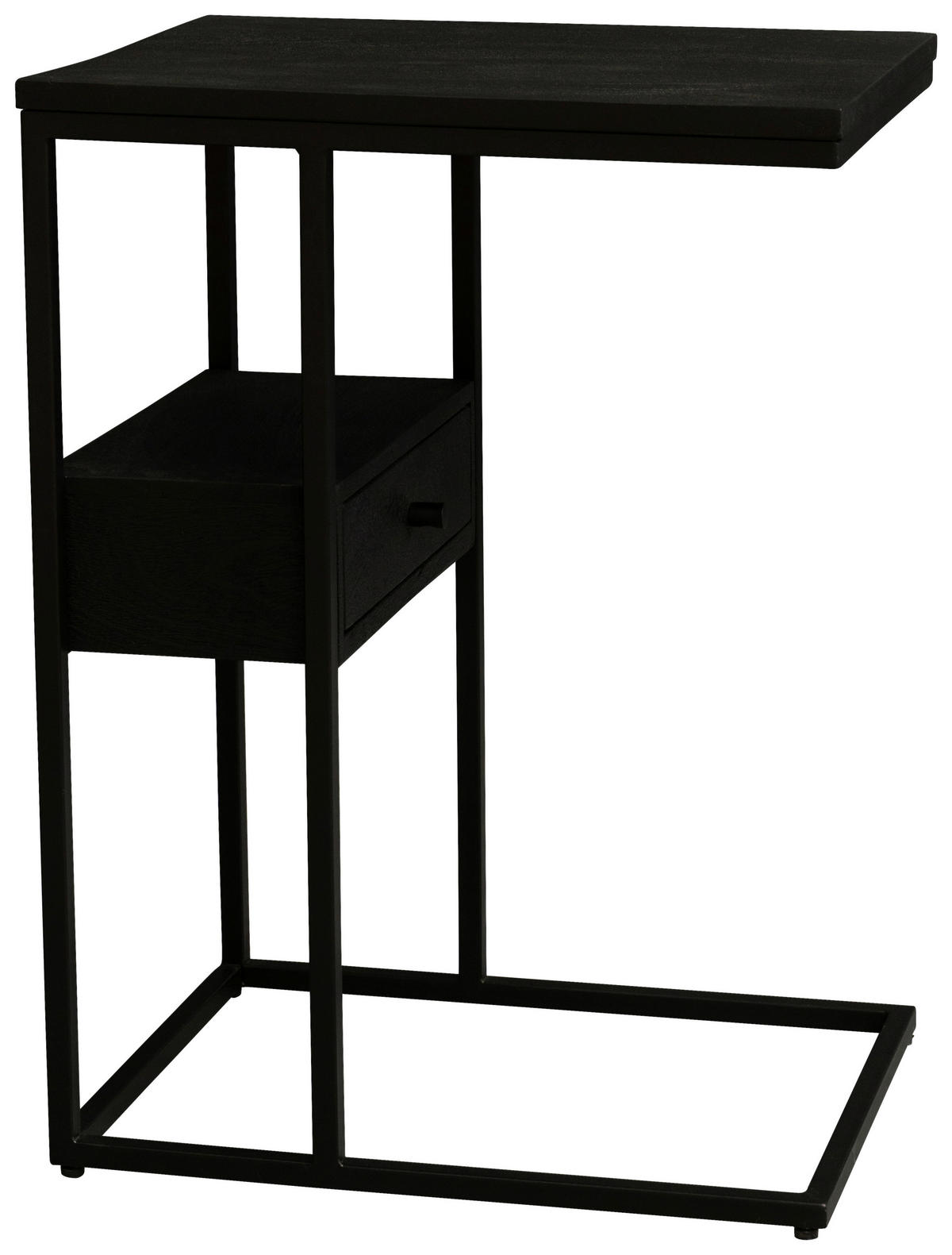 BEISTELLTISCH 45/35/62 cm Mangoholz massiv Schwarz rechteckig  - Schwarz, Design, Holz/Metall (45/35/62cm) - Carryhome