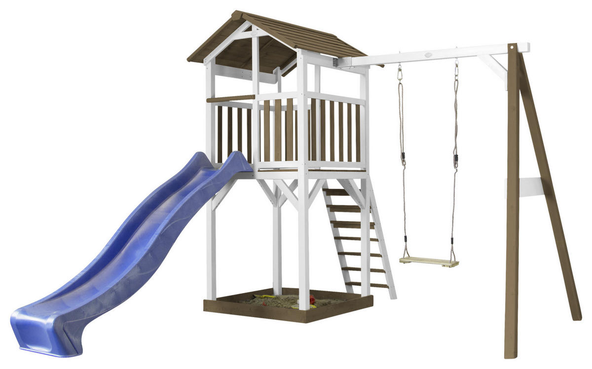 AXI BEACH TOWER SINGLE SWING 283,60/241.9/349 cm  - Blau/Braun, KONVENTIONELL, Holz (283,60/241.9/349cm) - Ambia Garden
