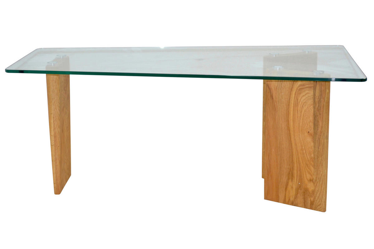 COUCHTISCH Eiche massiv ESG, Klarglas 100/60/40 cm rechteckig Eichefarben  - Eichefarben, Design, Glas/Holz (100/60/40cm) - MID.YOU