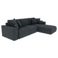 ECKSOFA Anthrazit Lederlook  - Chromfarben/Anthrazit, KONVENTIONELL, Kunststoff/Textil (293/195cm) - Carryhome