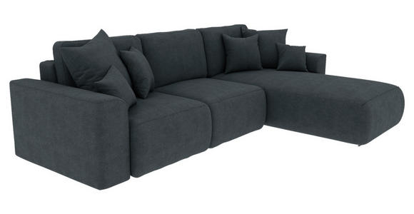 ECKSOFA Anthrazit Lederlook  - Chromfarben/Anthrazit, KONVENTIONELL, Kunststoff/Textil (293/195cm) - Carryhome