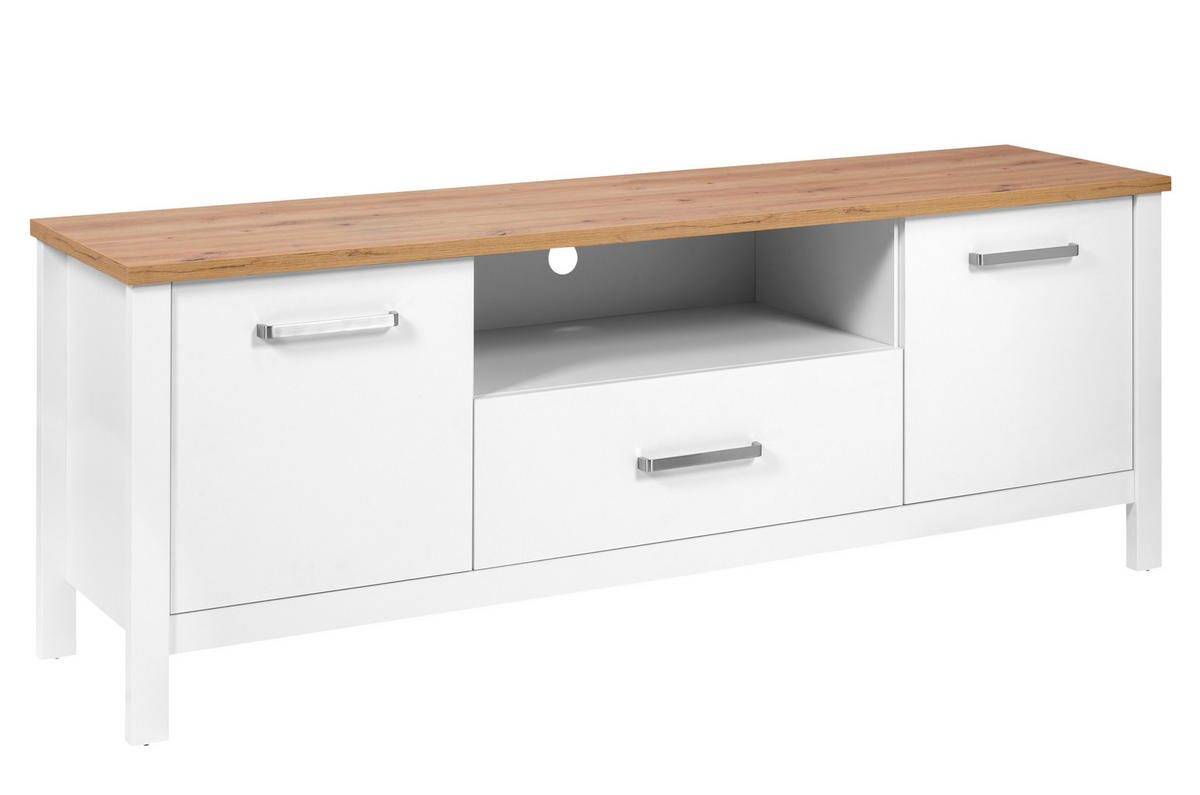 NISKA KOMODA   173/64/45 cm   bijela, hrast Artisan   - bijela/srebrne boje, Romantično / ladanjski, drvni materijal/metal (173/64/45cm)