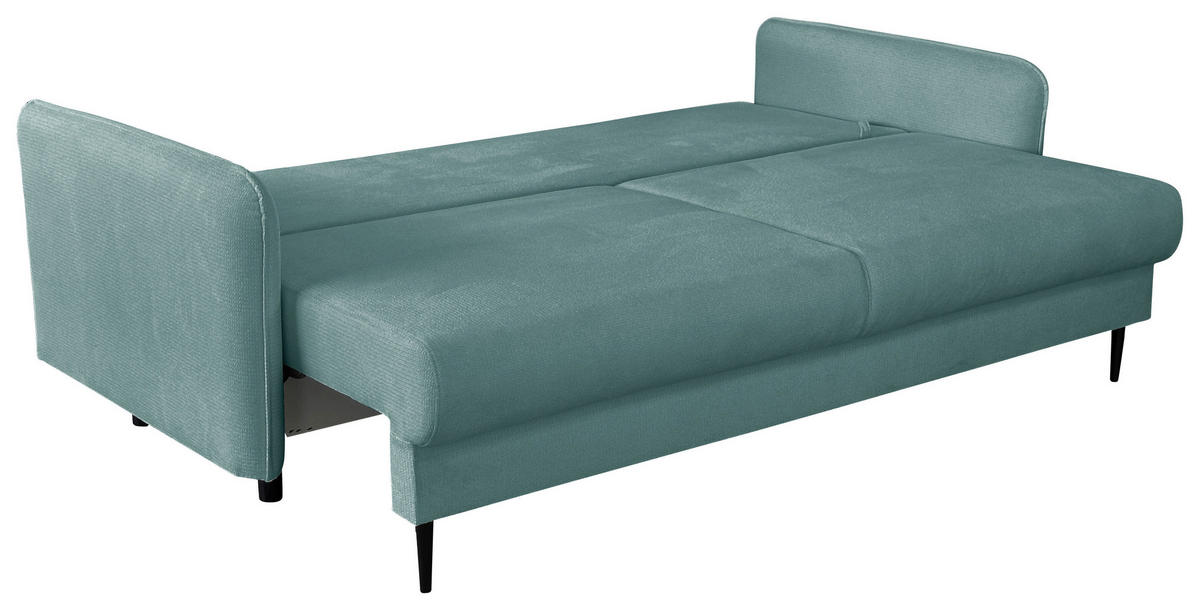 SCHLAFSOFA  mit Liegefunktion Webstoff Türkis  - Türkis/Schwarz, Design, Holz/Kunststoff (216/96/102cm) - MID.YOU