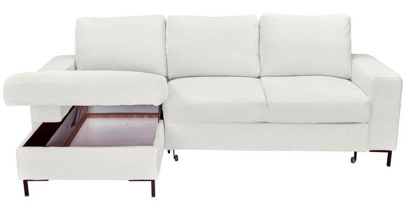 ECKSOFA Creme Cord  - Creme/Schwarz, KONVENTIONELL, Textil/Metall (150/240cm) - Carryhome