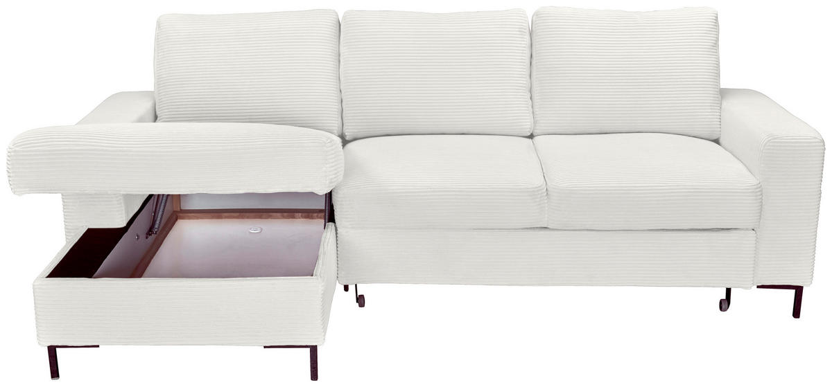 ECKSOFA Creme Cord  - Creme/Schwarz, KONVENTIONELL, Textil/Metall (150/240cm) - Carryhome