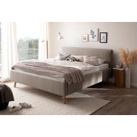 POLSTERBETT 180/200 cm  in Taupe  - Taupe/Eichefarben, Design, Holz/Textil (180/200cm) - Livetastic
