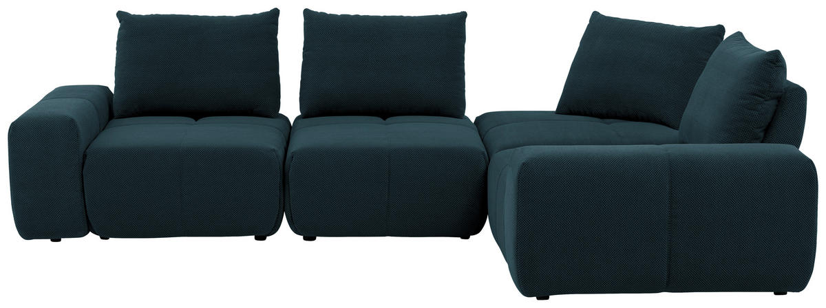ECKSOFA in Velours Dunkelblau  - Schwarz/Dunkelblau, Design, Kunststoff/Textil (326/236cm) - Xora