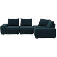 ECKSOFA in Velours Dunkelblau  - Schwarz/Dunkelblau, Design, Kunststoff/Textil (326/236cm) - Xora