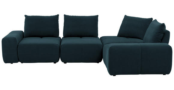 ECKSOFA in Velours Dunkelblau  - Schwarz/Dunkelblau, Design, Kunststoff/Textil (326/236cm) - Xora