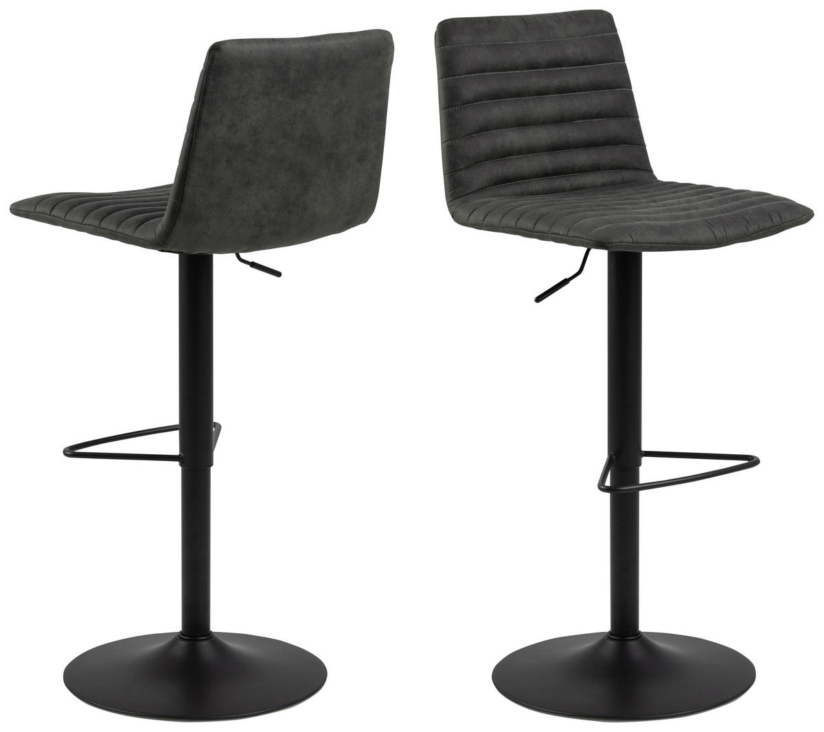 BARHOCKER Webstoff Dunkelgrau  - Dunkelgrau/Schwarz, Trend, Textil/Metall (50cm) - MID.YOU