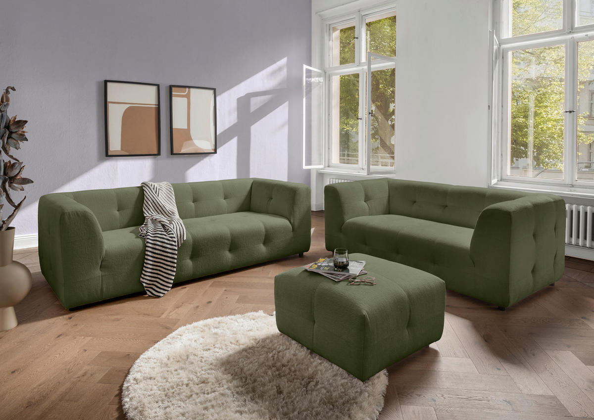 2-SITZER-SOFA Mikrofaser Grün  - Schwarz/Grün, Design, Kunststoff/Textil (184/72/95cm) - Livetastic